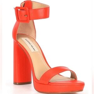 Antonio Melani sandals 8.5 red coral leather Caci strappy heels platform new$120